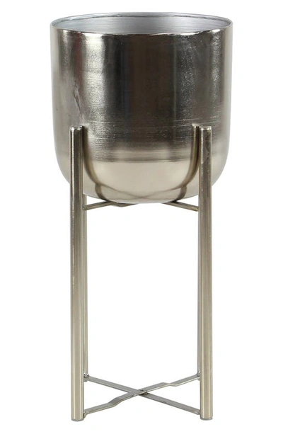 Willow Row Contemporary Iron Planter In Silver