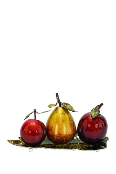 Shop Willow Row Red Metal Decorative Fruit Sculpture With Platter