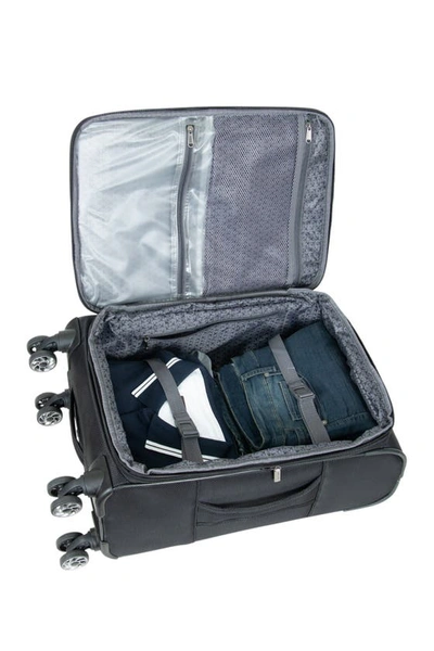 Reaction Kenneth Cole Rugged Roamer 20-inch Dobby Softside Expandable Spinner Carry-on Luggage In Black