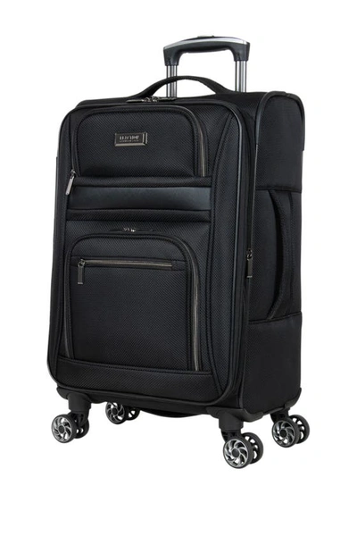 Reaction Kenneth Cole Rugged Roamer 20-inch Dobby Softside Expandable Spinner Carry-on Luggage In Black