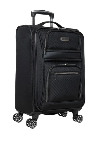 Reaction Kenneth Cole Rugged Roamer 20-inch Dobby Softside Expandable Spinner Carry-on Luggage In Black