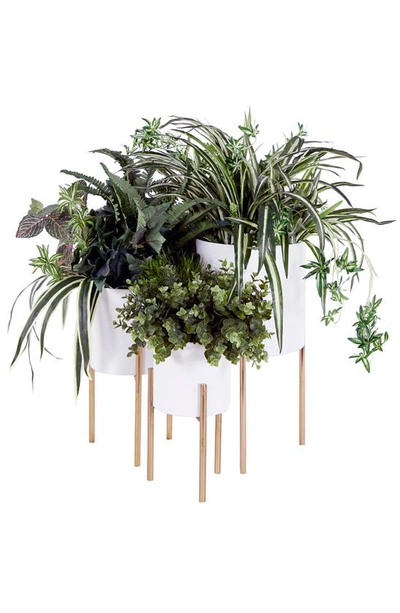Shop Willow Row White Metal Indoor & Outdoor Planter With Removable Goldtone Stand