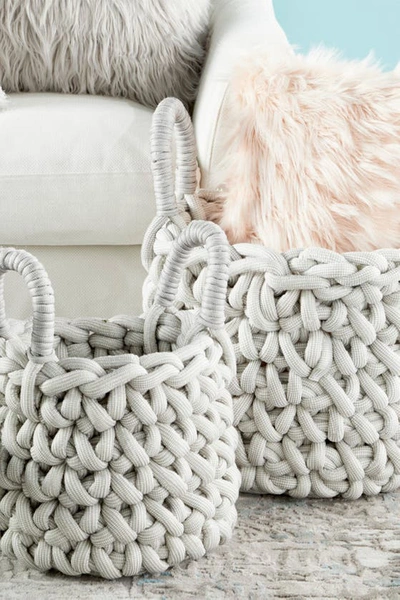 Shop Cosmo By Cosmopolitan Gray Fabric Coastal Storage Basket With Handles In Grey
