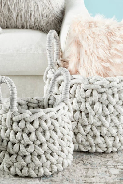 Cosmo By Cosmopolitan Gray Fabric Coastal Storage Basket With Handles In Grey