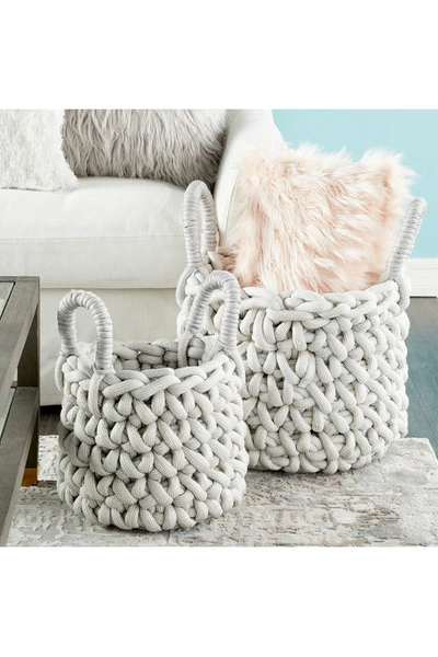 Cosmo By Cosmopolitan Gray Fabric Coastal Storage Basket With Handles In Grey