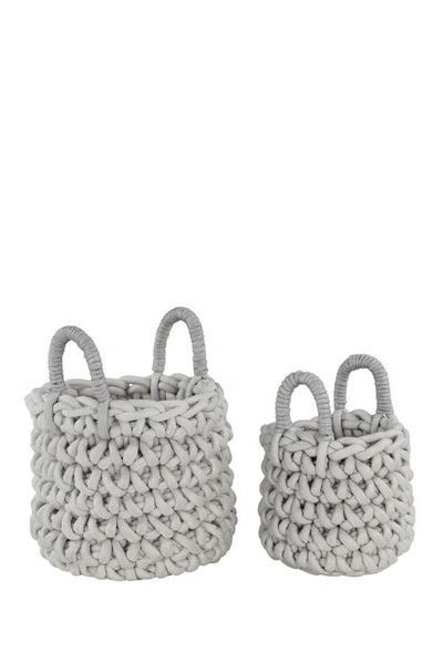 Cosmo By Cosmopolitan Gray Fabric Coastal Storage Basket With Handles In Grey