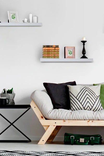 Sorbus White Floating Rectangle Wall Shelf In White