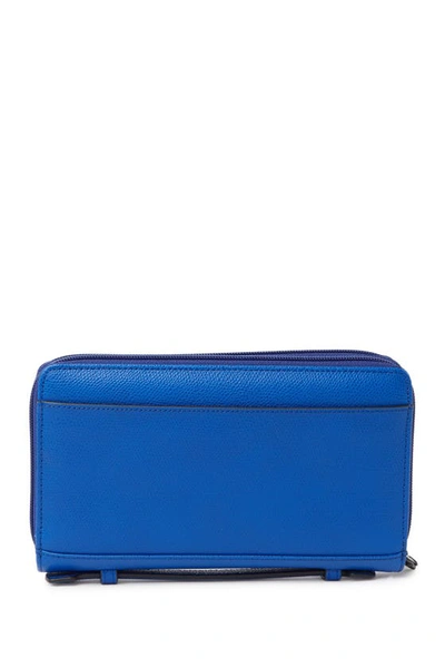 Shop Tumi Leather Double Zip Cardholder Clutch In Cobalt Embossed