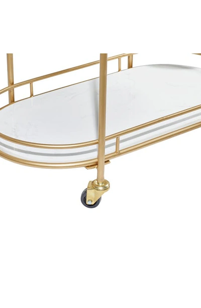 Shop Willow Row Goldtone Metal Contemporary Bar Cart With Lockable Wheels & Mirrored Top