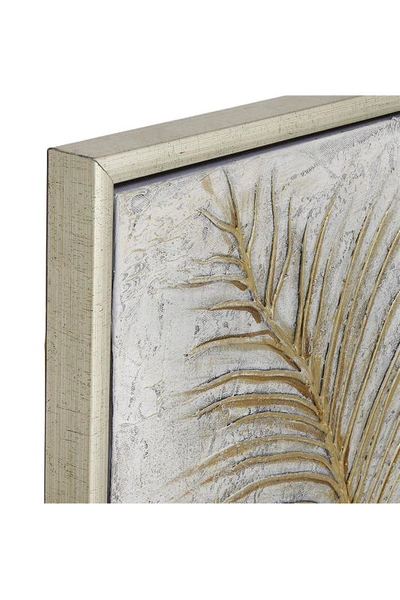 Cosmo By Cosmopolitan Glam Style Metallic Gold Leaf Palm Fronds Acrylic Framed Painting In Gold
