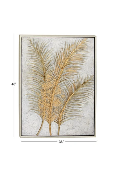 Cosmo By Cosmopolitan Glam Style Metallic Gold Leaf Palm Fronds Acrylic Framed Painting In Gold