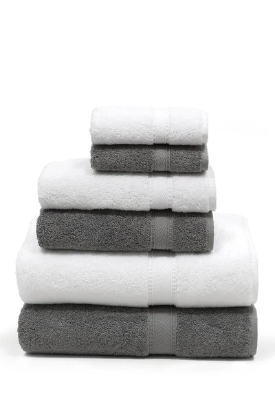 Linum Home Textiles Sinemis Terry  6-piece Towel Set In Dark Grey/white
