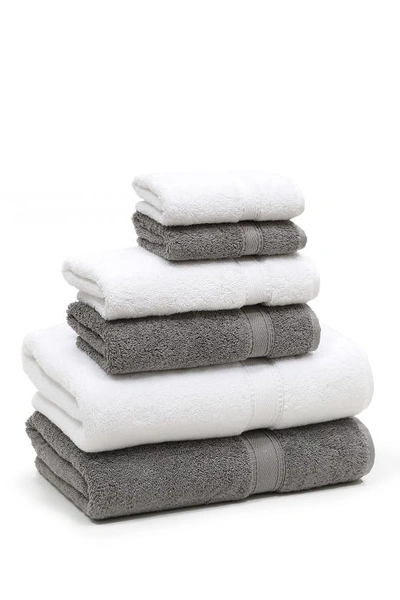 Linum Home Textiles Sinemis Terry  6-piece Towel Set In Dark Grey/white