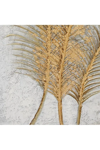 Cosmo By Cosmopolitan Glam Style Metallic Gold Leaf Palm Fronds Acrylic Framed Painting In Gold