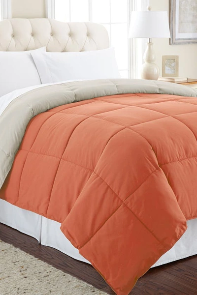 Shop Modern Threads Down Alternative Reversible Comforter In Orange Rust/oatmeal