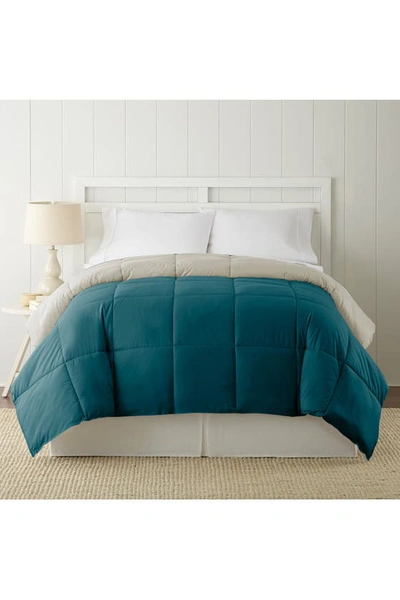 Shop Modern Threads Down Alternative Reversible Comforter In Blue Coral/oatmeal