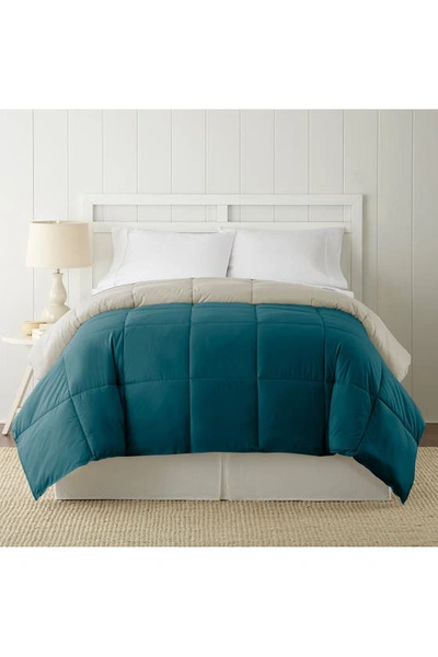 Modern Threads Down Alternative Reversible Comforter In Blue Coral/oatmeal