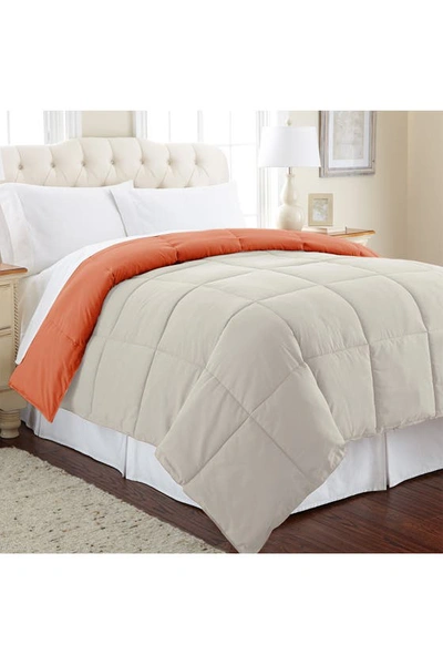 Shop Modern Threads Down Alternative Reversible Comforter In Orange Rust/oatmeal