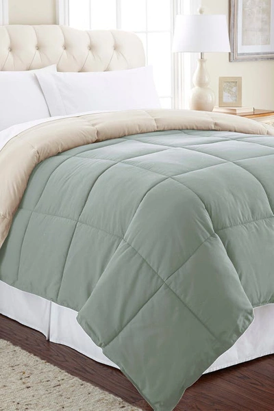 Shop Modern Threads Down Alternative Reversible Comforter In Dusty Sage/almond