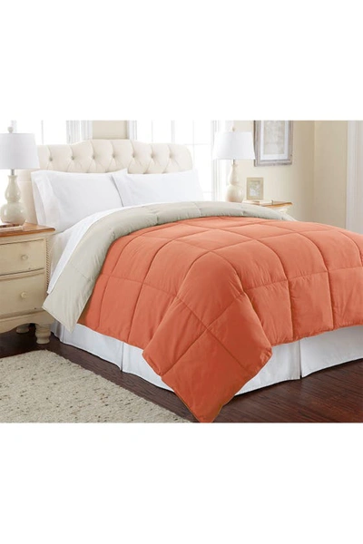 Modern Threads Down Alternative Reversible Comforter In Orange Rust/oatmeal