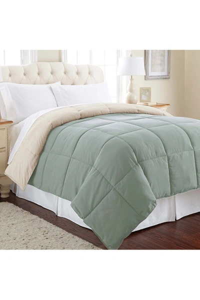 Shop Modern Threads Down Alternative Reversible Comforter In Dusty Sage/almond