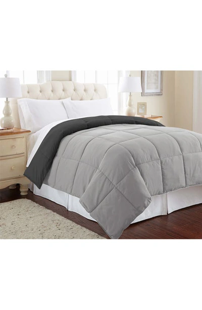 Modern Threads Down Alternative Reversible Comforter In Carbon/steel