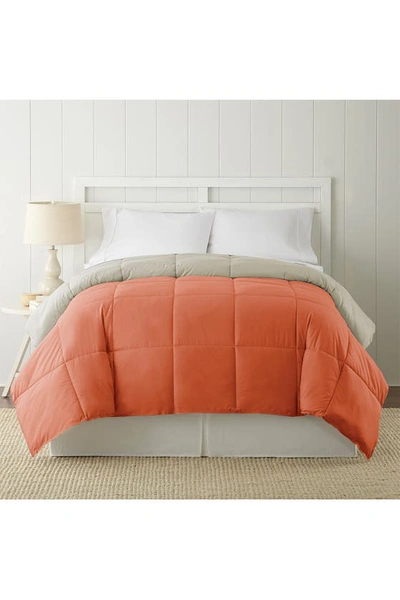 Modern Threads Down Alternative Reversible Comforter In Orange Rust/oatmeal
