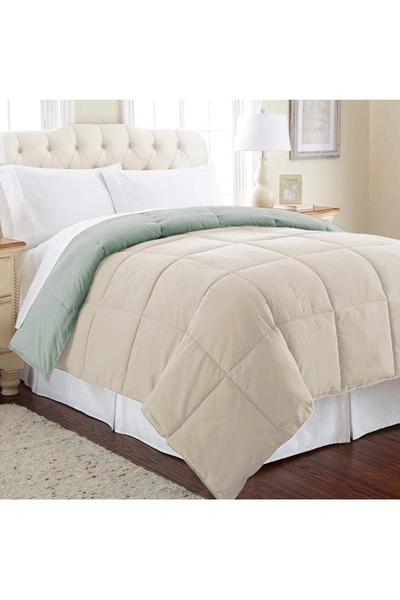Shop Modern Threads Down Alternative Reversible Comforter In Dusty Sage/almond