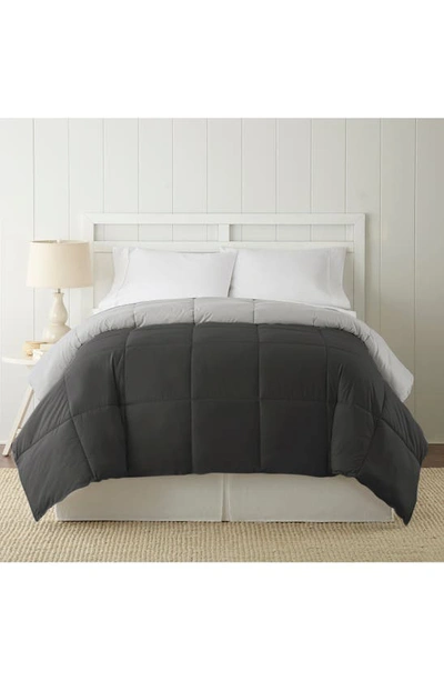 Modern Threads Down Alternative Reversible Comforter In Carbon/steel