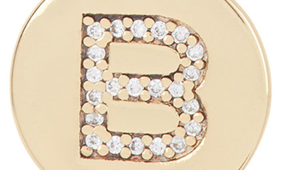 Adornia 14k Gold Plated Cubic Zirconia Initial Disc Pendant Necklace In Gold - B