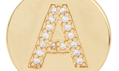 Adornia 14k Gold Plated Cubic Zirconia Initial Disc Pendant Necklace In Gold - A