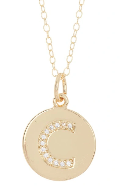 Shop Adornia Water Resistant Cubic Zirconia Initial Disc Pendant Necklace In Gold - C