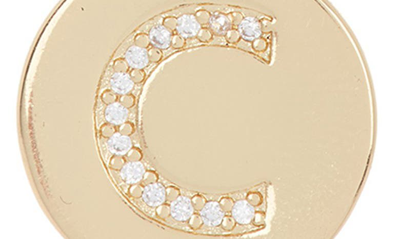Adornia 14k Gold Plated Cubic Zirconia Initial Disc Pendant Necklace In Gold - C