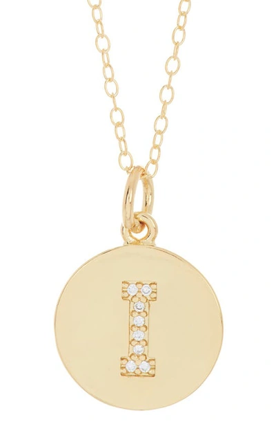 Shop Adornia Water Resistant Cubic Zirconia Initial Disc Pendant Necklace In Gold - I