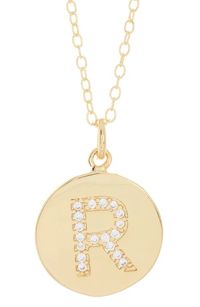 Shop Adornia Water Resistant Cubic Zirconia Initial Disc Pendant Necklace In Gold - R