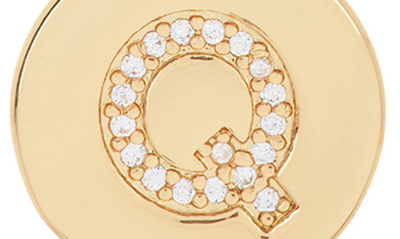 Adornia 14k Gold Plated Cubic Zirconia Initial Disc Pendant Necklace In Gold - Q