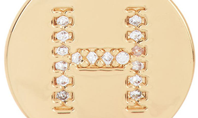 Adornia 14k Gold Plated Cubic Zirconia Initial Disc Pendant Necklace In Gold - H