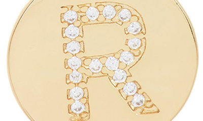 Adornia 14k Gold Plated Cubic Zirconia Initial Disc Pendant Necklace In Gold - R