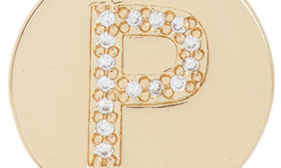 Adornia 14k Gold Plated Cubic Zirconia Initial Disc Pendant Necklace In Gold - P
