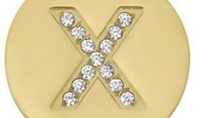 Adornia 14k Gold Plated Cubic Zirconia Initial Disc Pendant Necklace In Gold - X