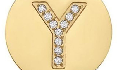 Adornia 14k Gold Plated Cubic Zirconia Initial Disc Pendant Necklace In Gold - Y
