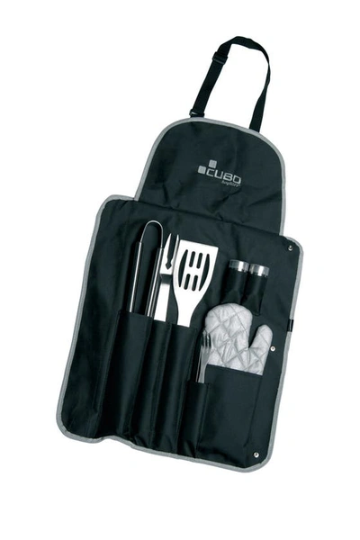 Berghoff Black Cubo 9-piece Stainless Steel Bbq Set With Wrap In Black
