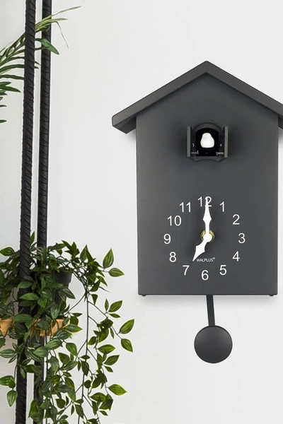 Walplus Minimalist Cuckoo Table Clock In Grey