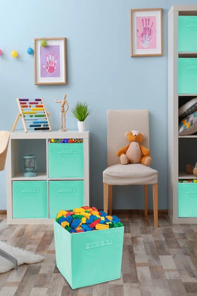 Sorbus Foldable Storage Cube Basket Bin In Teal