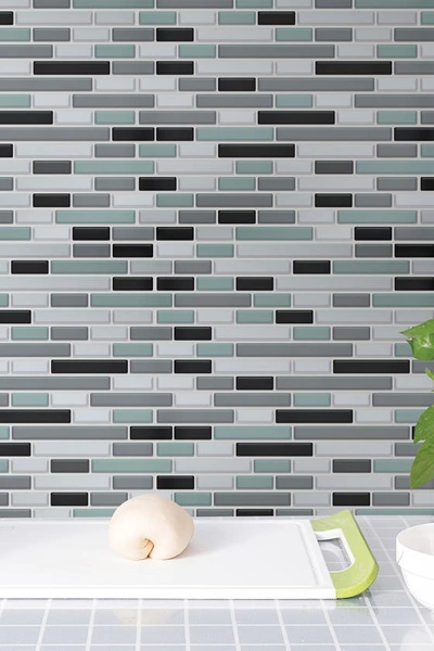Shop Walplus Metallic Turquoise Mosaic Glossy 3d Metro Sticker Tiles Premium Wall Splashbacks Mosaics In Green