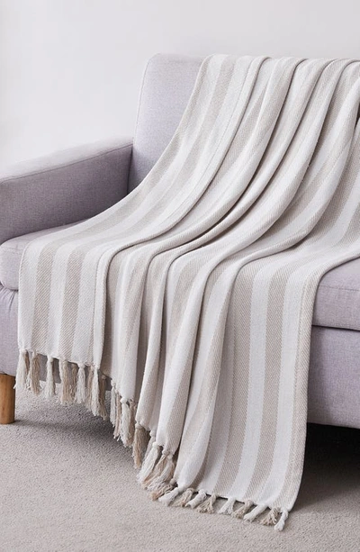 Southshore Fine Linens Striped Cotton Luxury Blanket In Taupe