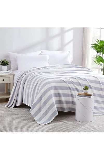 Southshore Fine Linens Striped Cotton Luxury Blanket In Grey