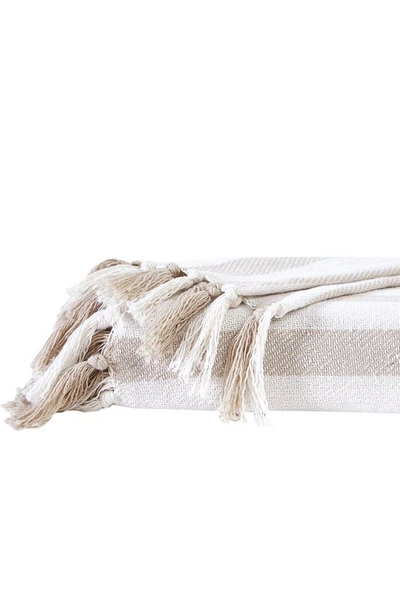 Southshore Fine Linens Striped Cotton Luxury Blanket In Taupe