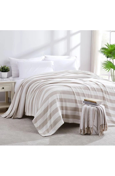 Southshore Fine Linens Striped Cotton Luxury Blanket In Taupe