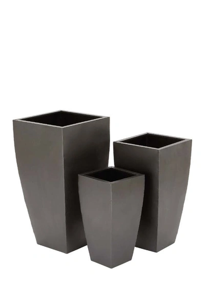 Shop Willow Row Dark Gray Metal Contemporary Planter With Tapered Base And Polished Exterior In Grey